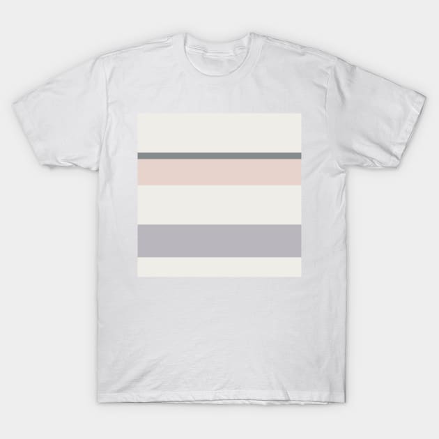 An excellent pattern of Alabaster, Philippine Gray, Silver and Light Grey stripes. T-Shirt by Sociable Stripes